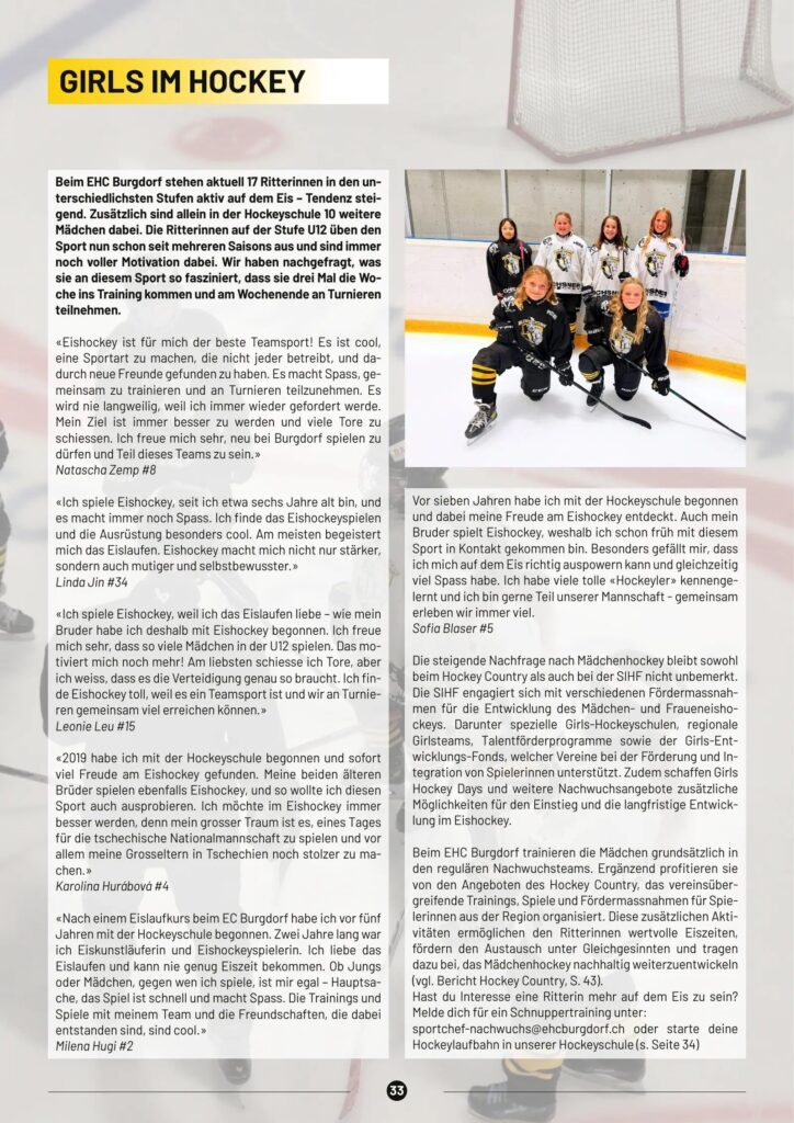 Rittermagazin 2026/27, Seite 33: Girls in Hockey