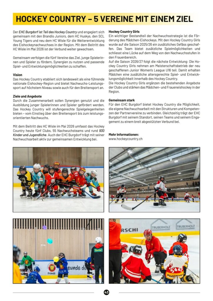 Rittermagazin 2026/27, Seite 43: Hockey Country – fünf Vereine mit einem Ziel